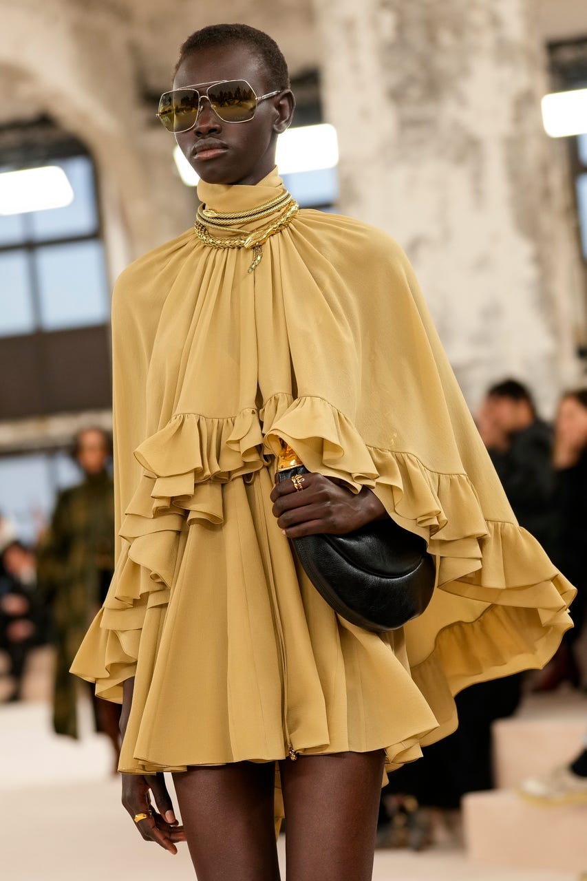 Ochre Ruffled Cape Mini Dress Ochre Ruffled Cape Mini Dress — Classy 70s Outfits