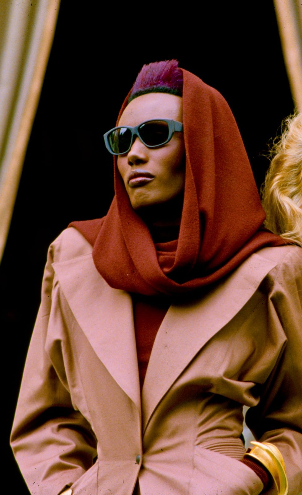 Tan Trench Coat with Burgundy Turtleneck Tan Trench Coat with Burgundy Turtleneck — Classy 80s Style