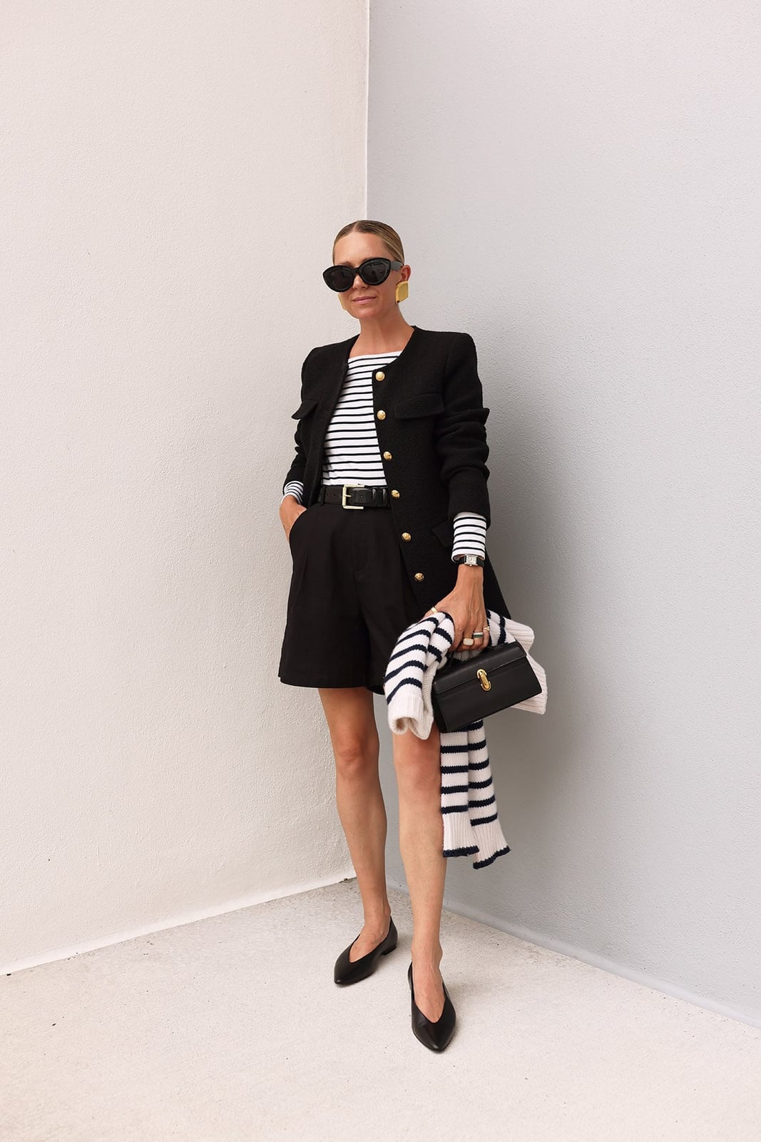 Structured Jacket and Tailored Shorts Ensemble Structured Jacket and Tailored Shorts Ensemble — Classy 90s Style