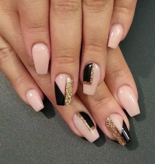 Medium Almond Nails With Marble And Gold Foil — Classy Abstract Nails