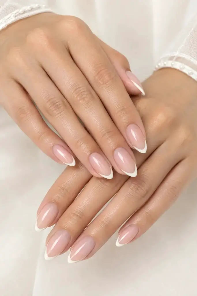 Medium Classic French Almond Nails Medium Classic French Almond Nails — Classy Acrylic Nails Almond