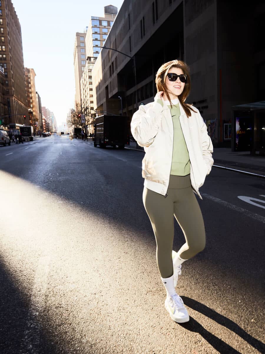 Bomber Jacket Leggings and White Sneakers Bomber Jacket Leggings and White Sneakers — Classy Air Force 1 Outfits