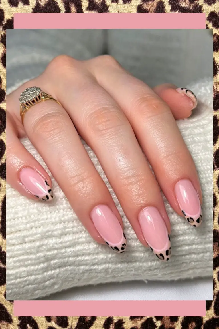 Nude Leopard Accent Medium Almond Nude Leopard Accent Medium Almond — Classy Animal Print Nails