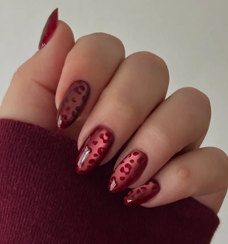 Deep Burgundy Subtle Leopard Deep Burgundy Subtle Leopard — Classy Animal Print Nails