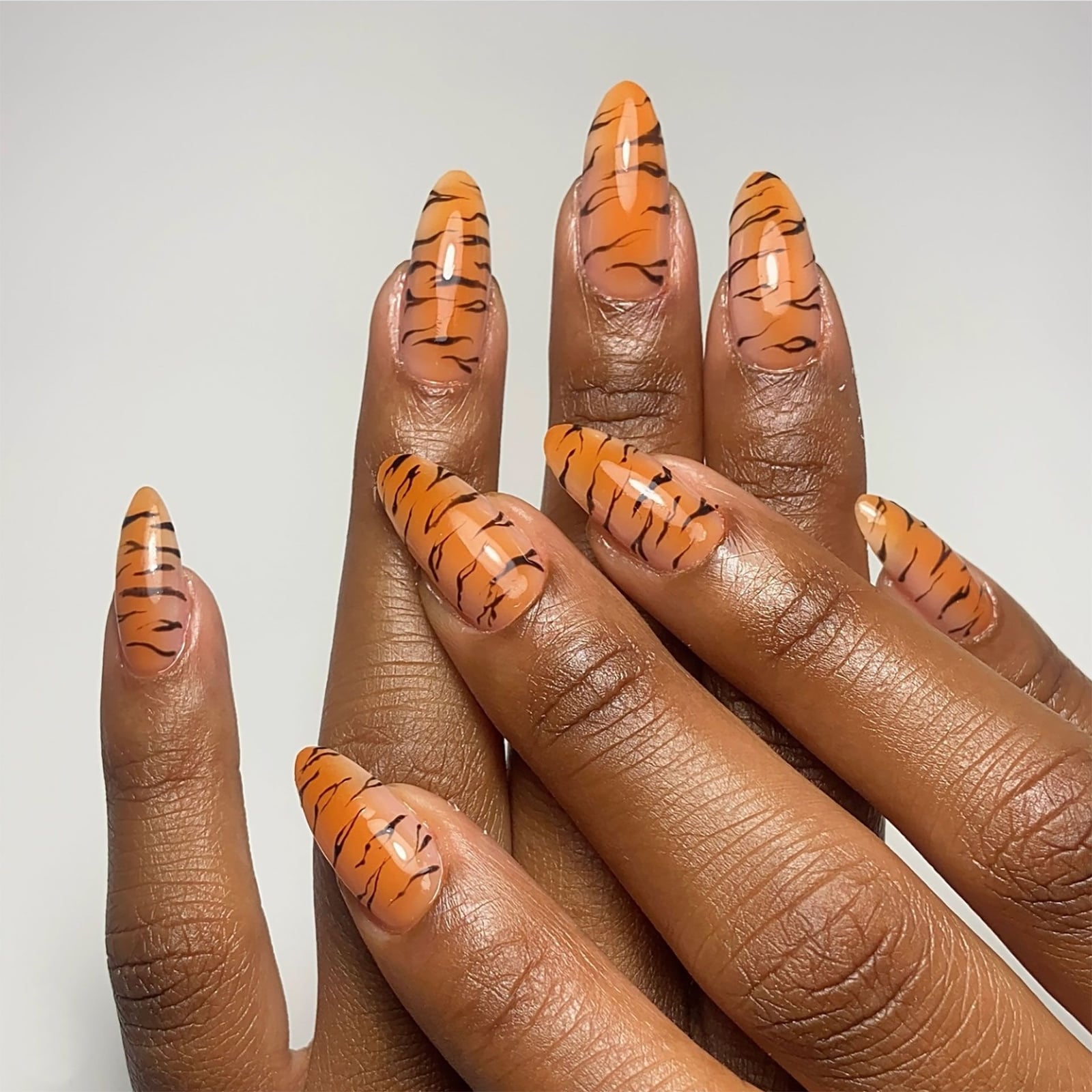 Orange Tiger Print Stiletto Nails Orange Tiger Print Stiletto Nails — Classy Animal Print Nails