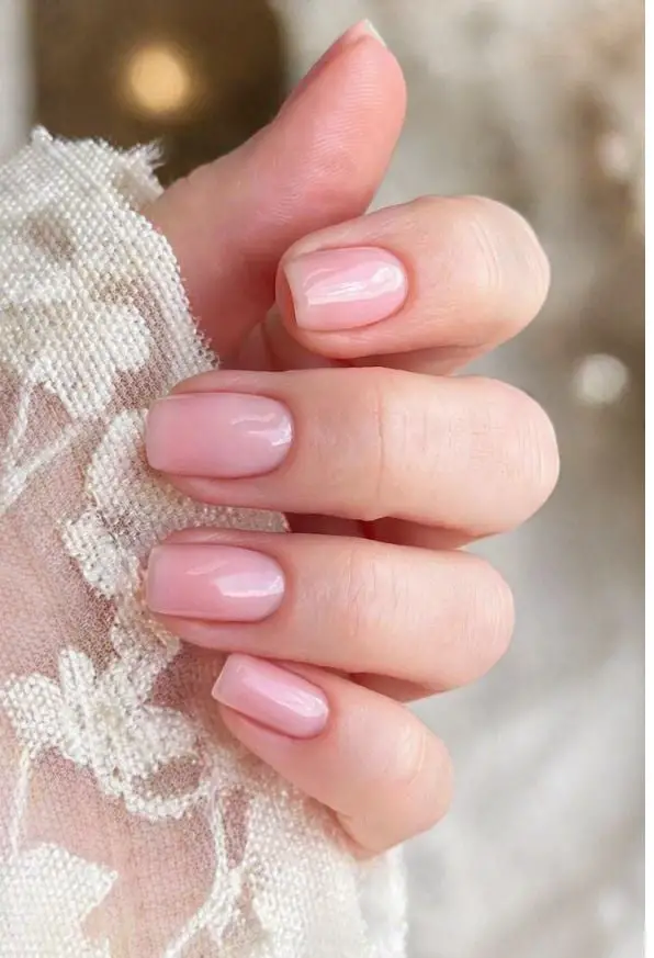 Short Square Sheer Pink Glossy Nails Short Square Sheer Pink Glossy Nails — Classy Anniversary Nails