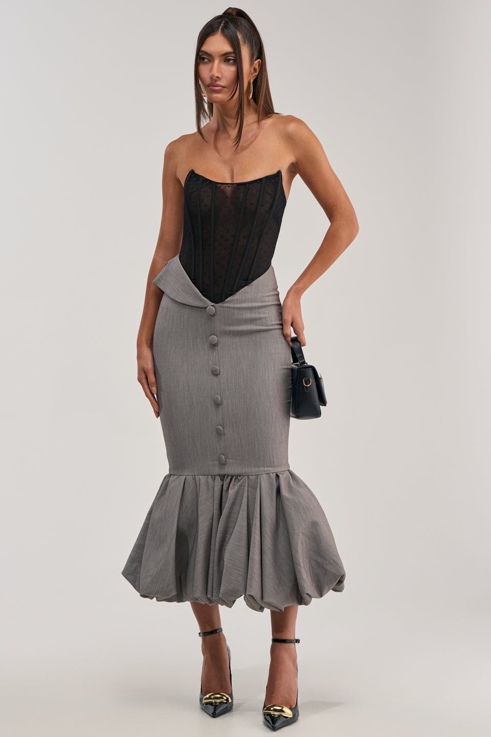 Corset Top with Voluminous Bubble Hem Skirt — Classy Baddie Outfits