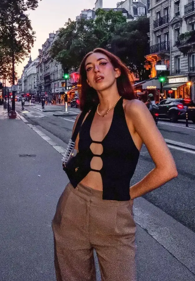 Halter Top with Cut-Out Details and Wide-Leg Trousers — Classy Baddie Outfits