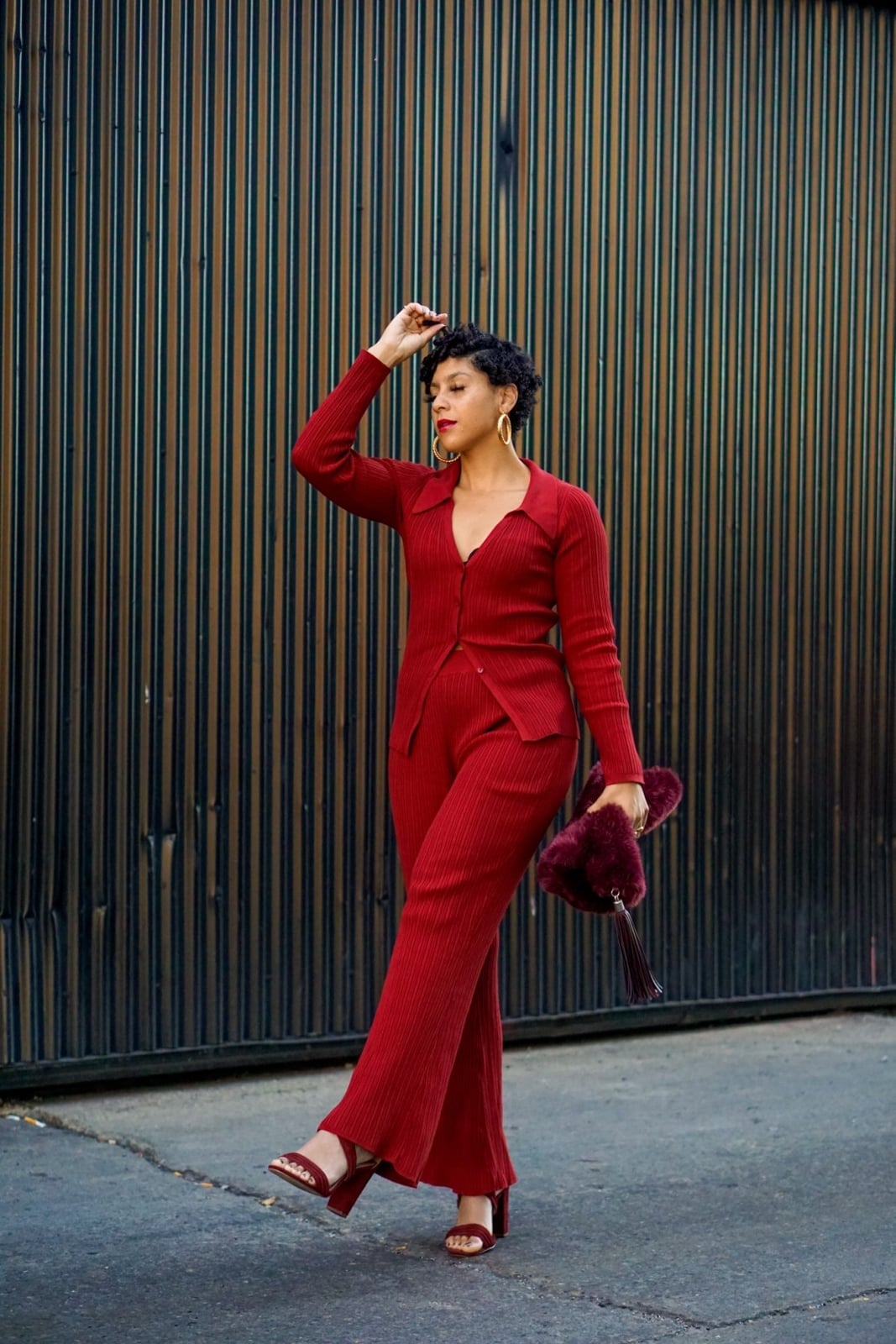 Monochromatic Red Knit Set for Evening — Classy Baddie Outfits