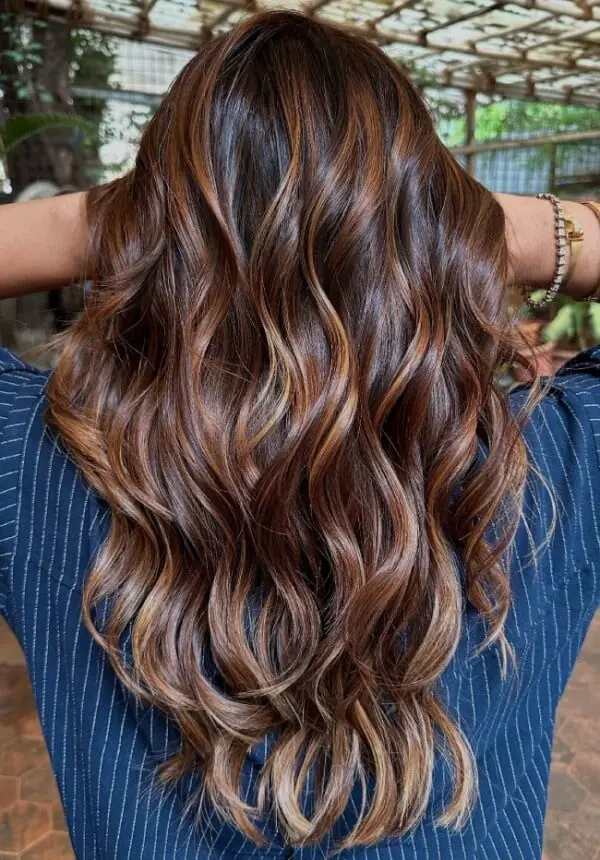 Mid-Back Brunette With Caramel Balayage Mid-Back Brunette With Caramel Balayage — Classy Balayage Hair