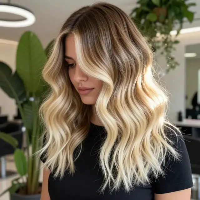 Shoulder Length With Blonde Money Piece Shoulder Length With Blonde Money Piece — Classy Balayage Hair
