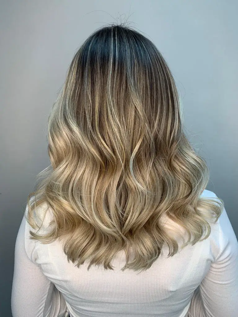 Dark Brown Base With Blonde Balayage Blowout Dark Brown Base With Blonde Balayage Blowout — Classy Balayage Hair Blonde