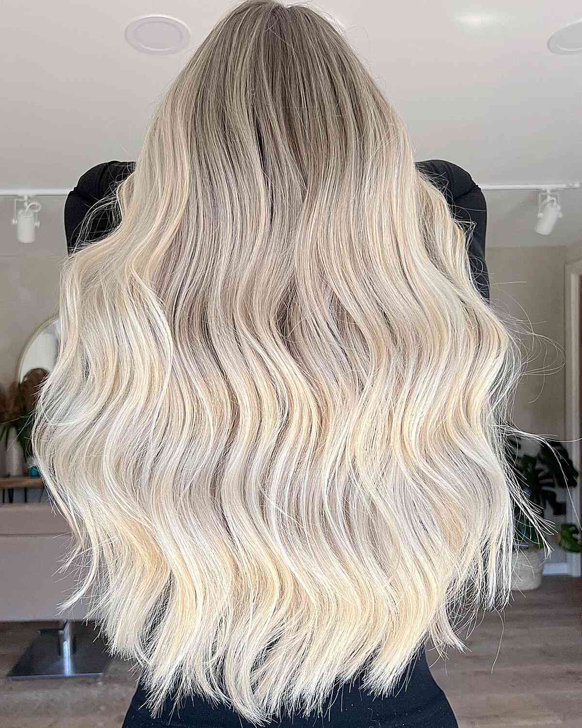 White Blonde Balayage In Loose Waves White Blonde Balayage In Loose Waves — Classy Balayage Hair Blonde