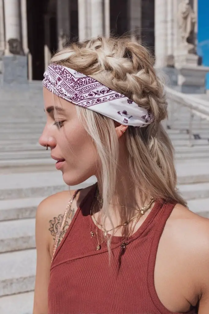 Shoulder Length Blonde Braids With Integrated Bandana Shoulder Length Blonde Braids With Integrated Bandana — Classy Bandana Hair