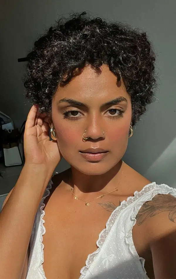 Ear Length Fine Black Curly Hair With Air Dried — Classy Black Curly Hair