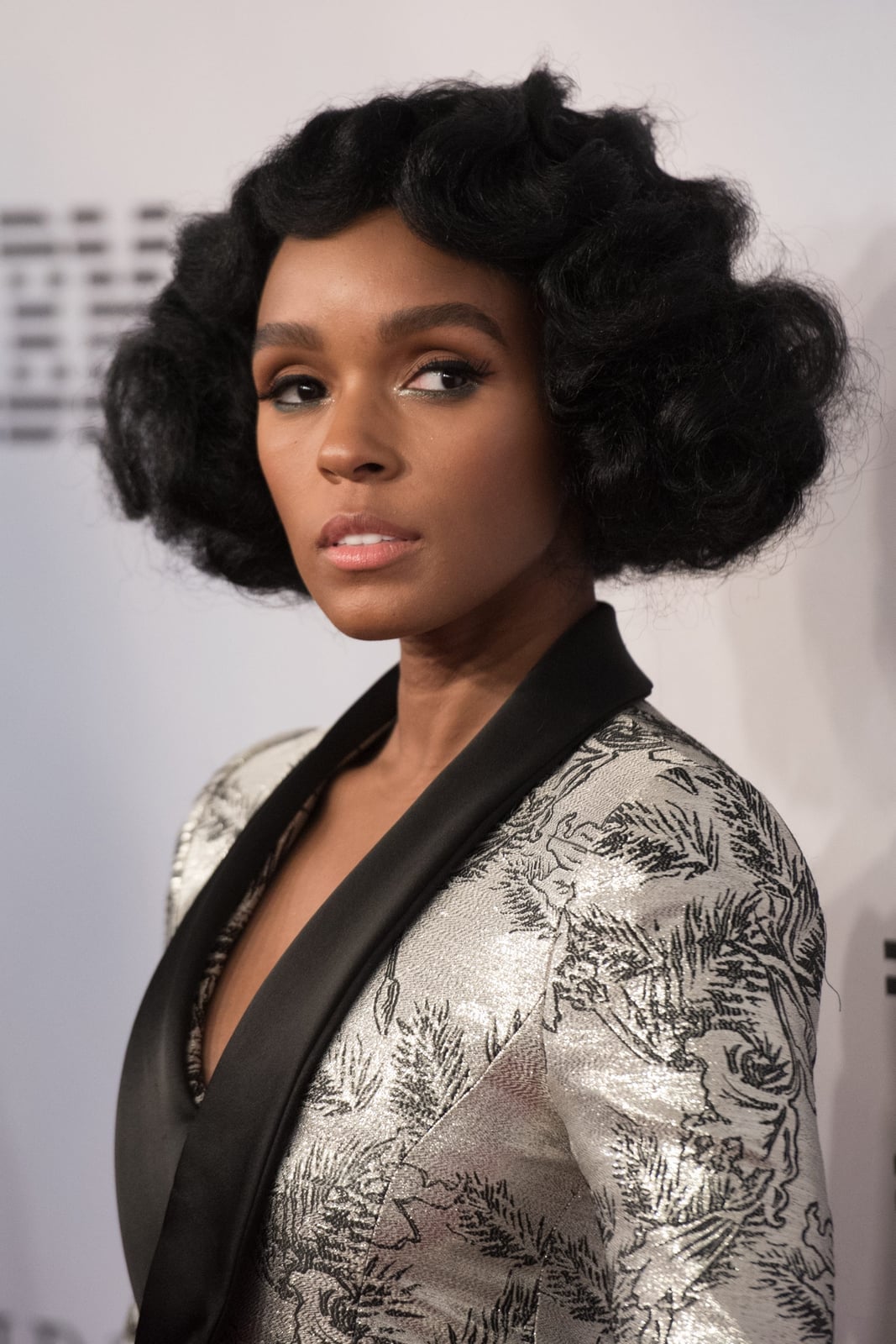 Chin Length Voluminous Black Curly Bob, Ear — Classy Black Curly Hair