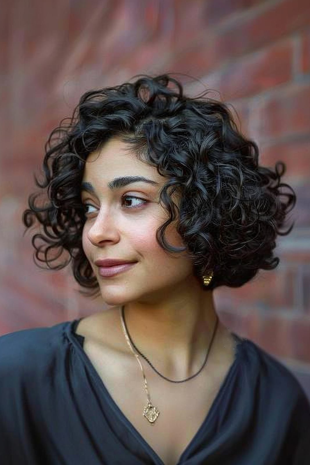 Chin Length Black Curly Bob — Classy Black Curly Hair