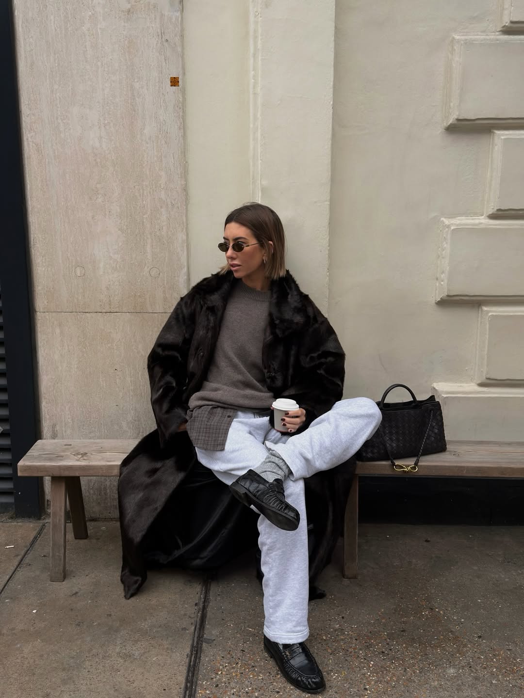 Black Loafers with Gray Trousers and a Long Coat — Classy Black Loafers Outfit