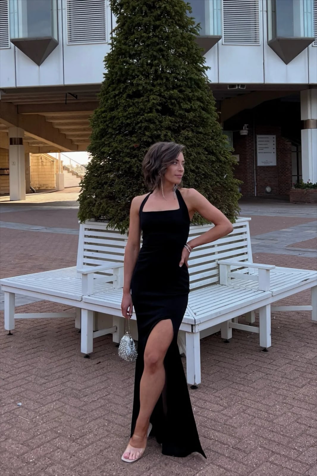Black Velvet Halter Neck Dress With High Slit Black Velvet Halter Neck Dress With High Slit — Classy Black Tie Dresses