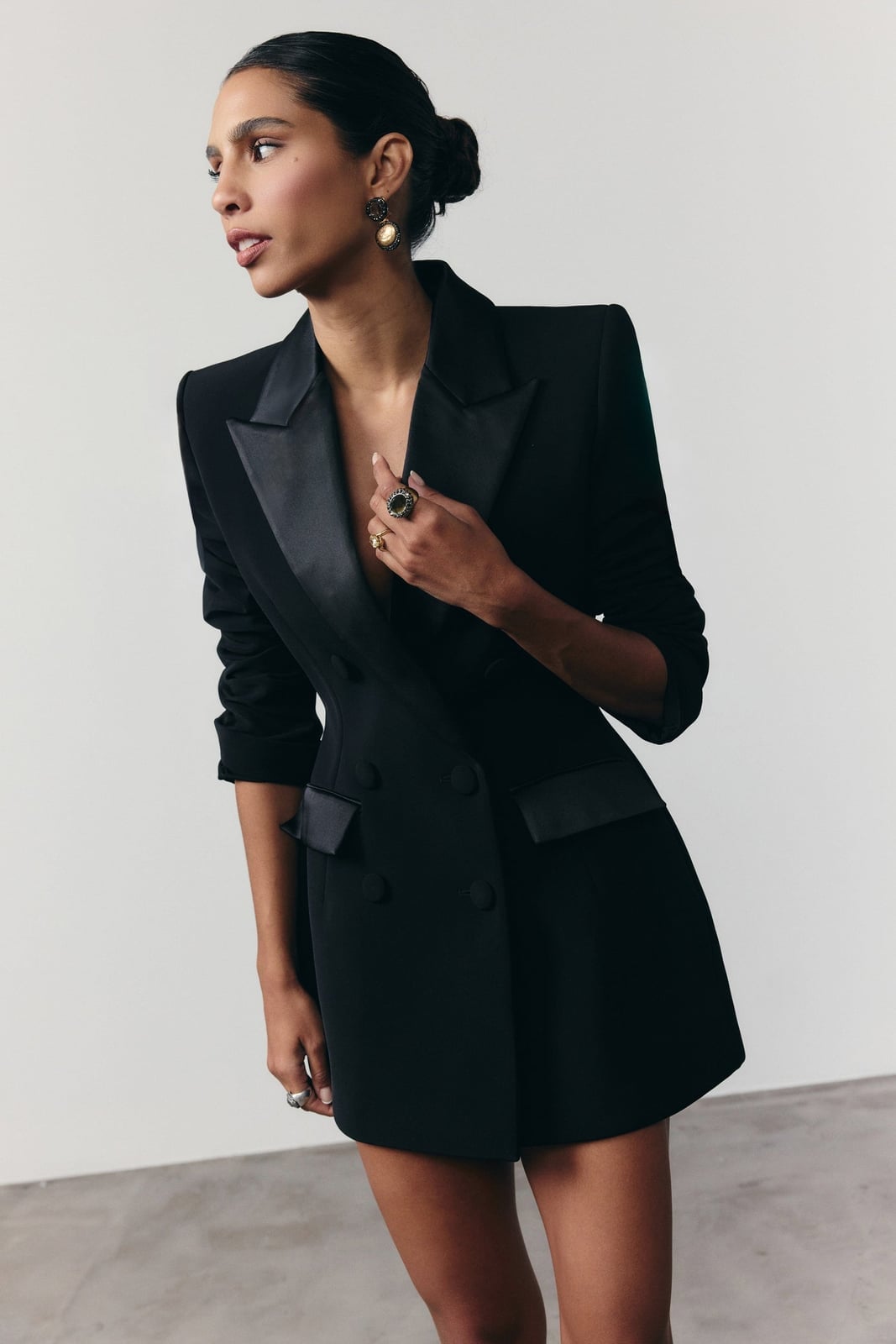 Fitted Black Tuxedo Dress with Satin Lapels Fitted Black Tuxedo Dress with Satin Lapels — Classy Black Tie Outfits