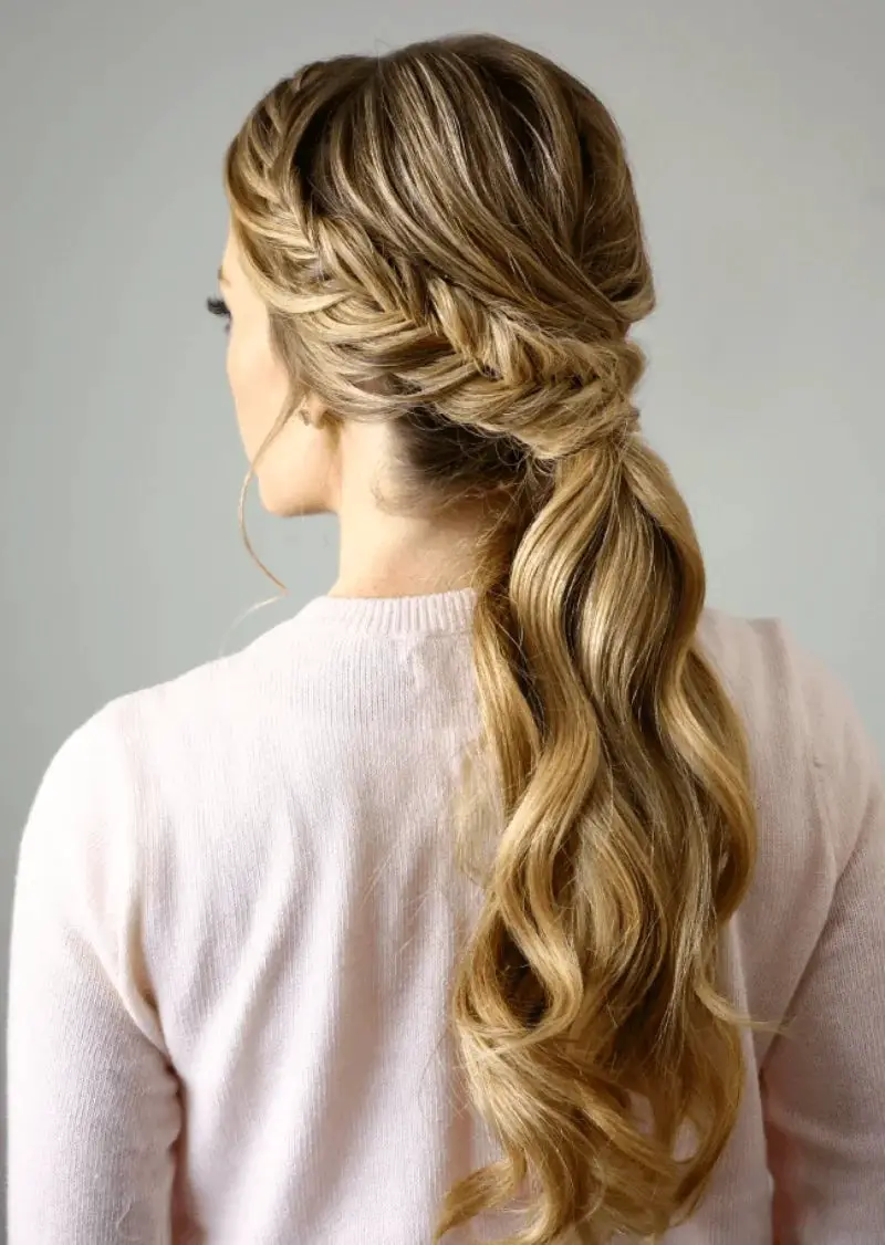 Honey Blonde Braided Wavy Ponytail — Classy Blonde Ponytail