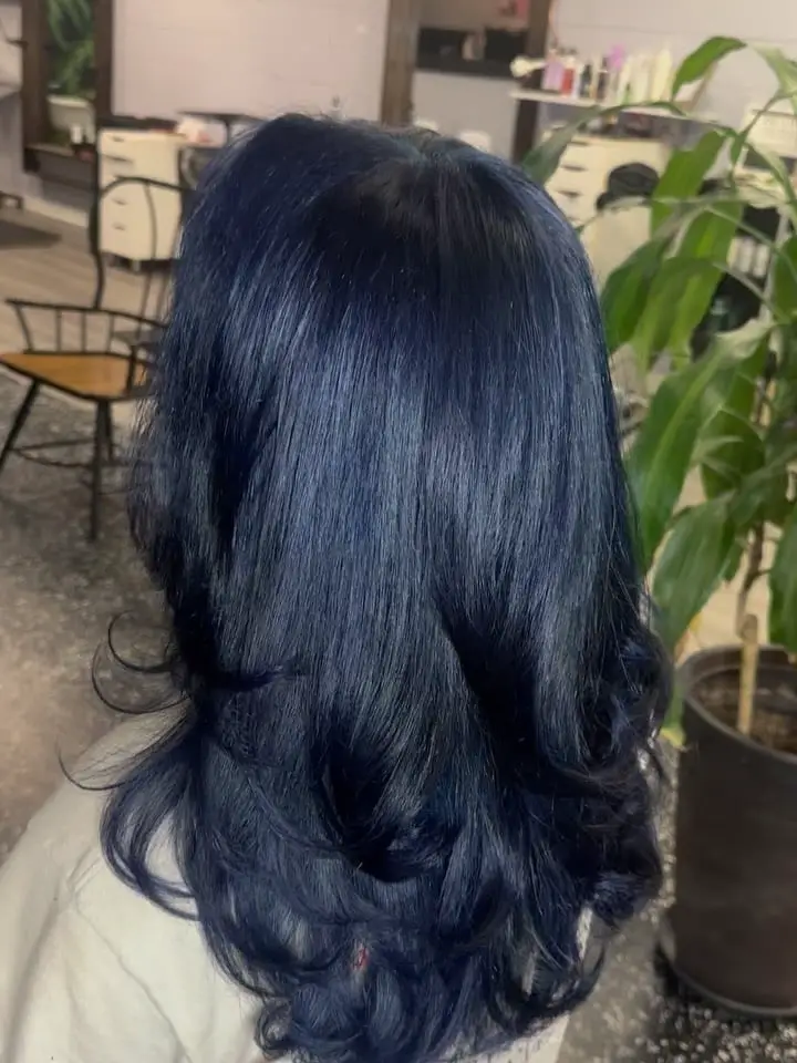 Shoulder Length Deep Navy Blue — Classy Blue Hair Color