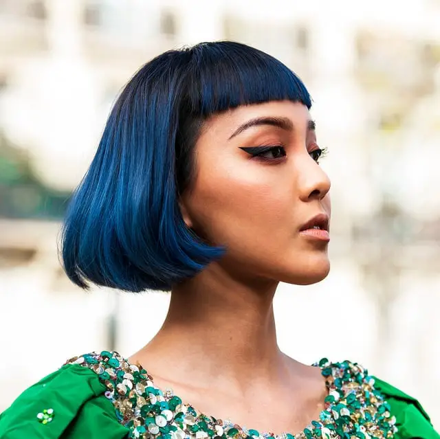 Chin Length Bob With Vibrant Blue Root Melt — Classy Blue Hair Color