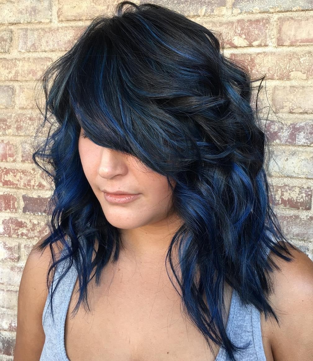 Mid-Back Deep Blue With Lighter Highlights — Classy Blue Hair Color
