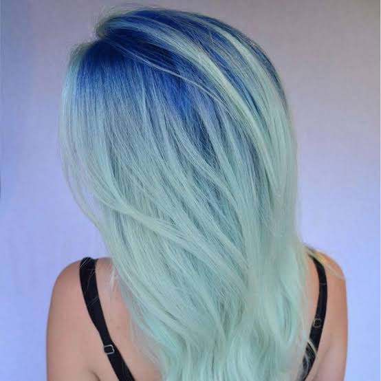 Mid-Back Blue To Light Blue Ombré — Classy Blue Hair Color