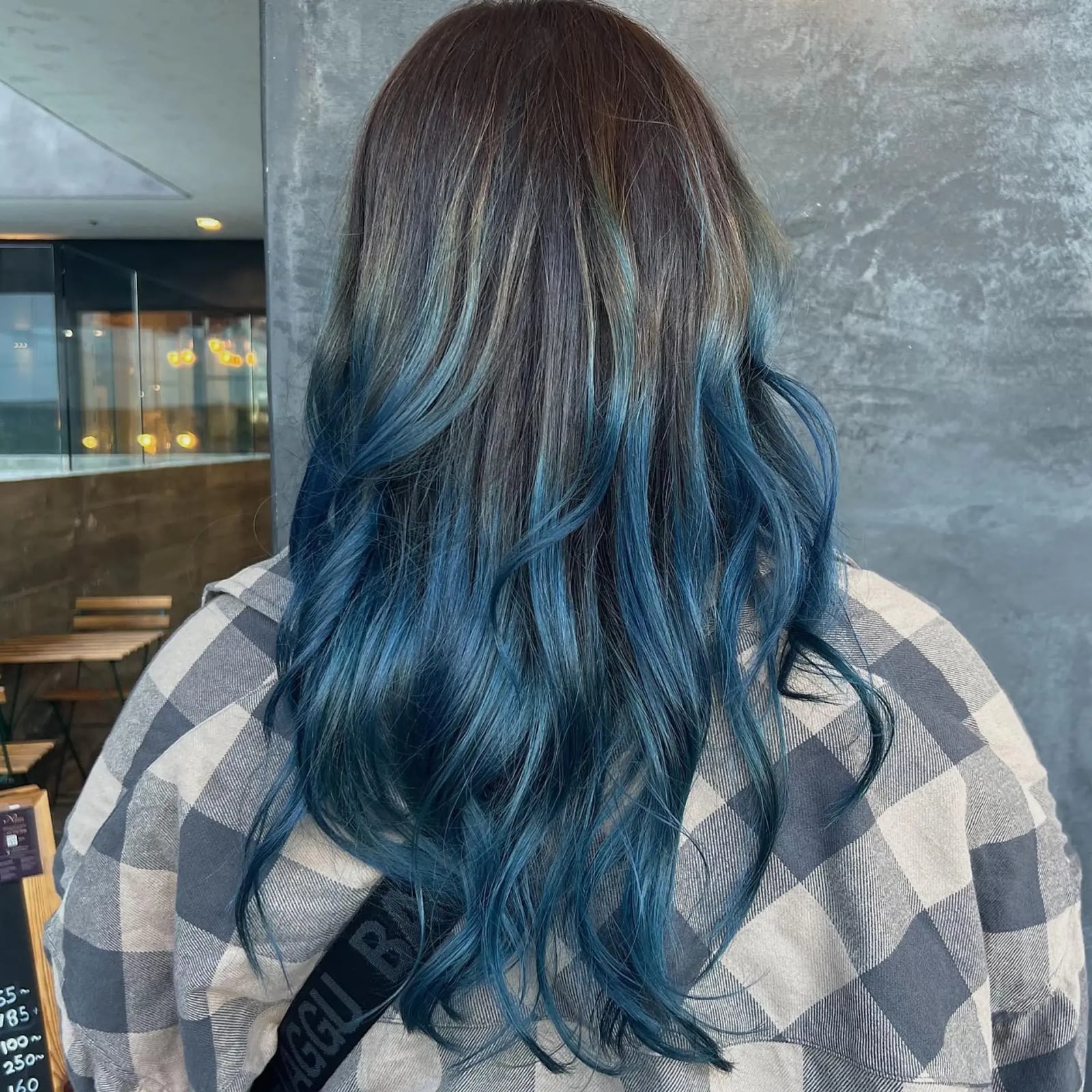Mid-Back Blue Ombré With Loose Waves, Middle — Classy Blue Hair Color