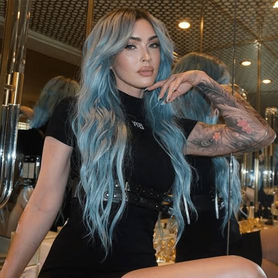 Mid-Back Light Blue With Natural Waves — Classy Blue Hair Color
