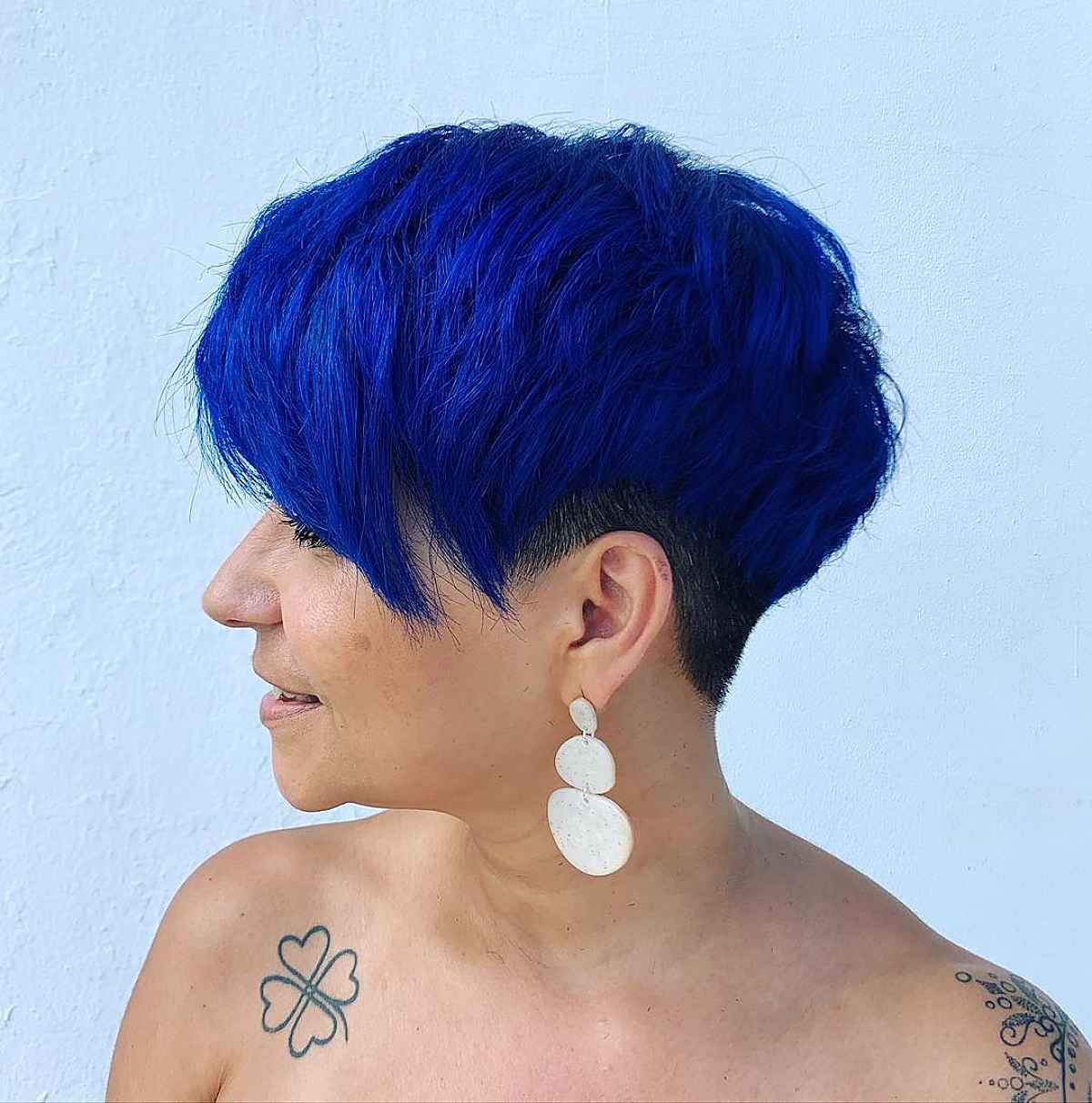 Mid-Back Blue And Teal Ombré In Braided Buns — Classy Blue Hair Color