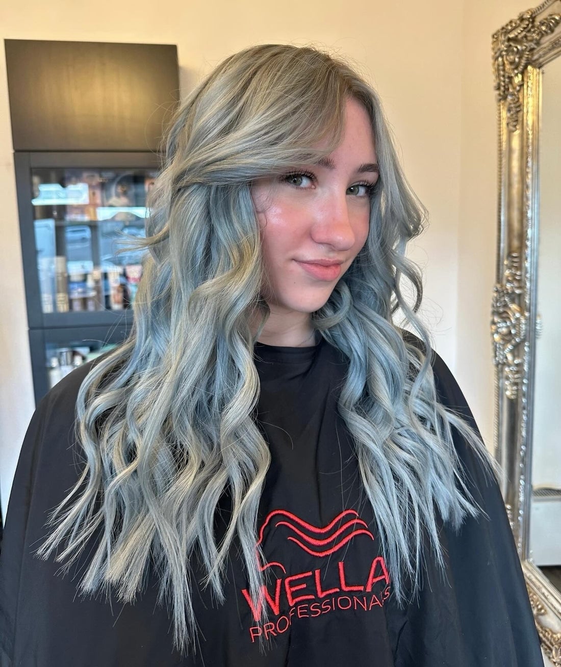 Collarbone Waves With Smoky Blue Tone — Classy Blue Hair Color
