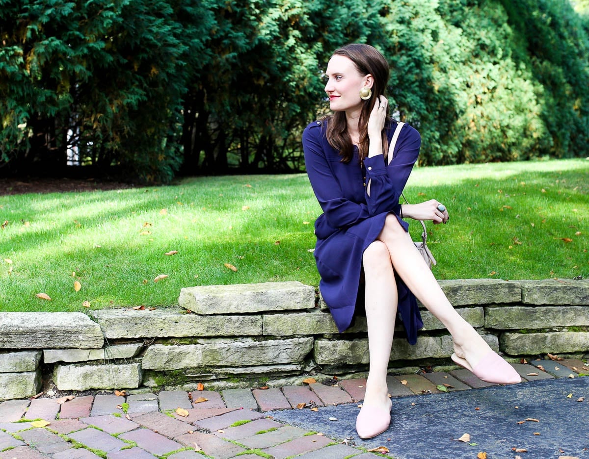 Navy Collared Dress for Daytime Casual Events Navy Collared Dress for Daytime Casual Events — Classy Blue Outfits