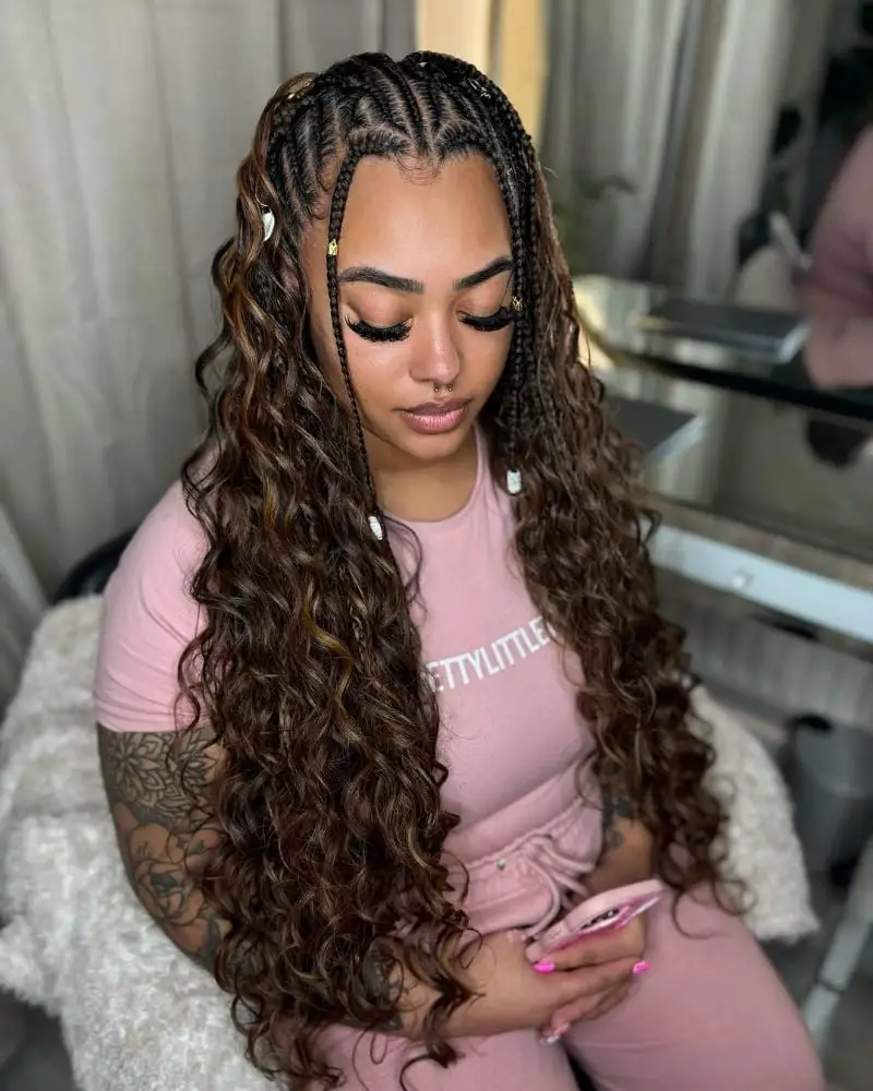 Dark Brown Braids With Blonde Highlights And Curls Dark Brown Braids With Blonde Highlights And Curls — Classy Braided Styles