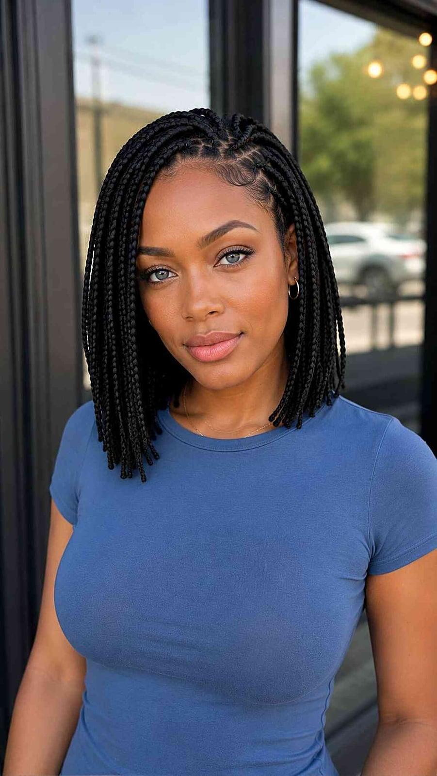 Collarbone Bob With Neat Black Box Braids Collarbone Bob With Neat Black Box Braids — Classy Braided Styles
