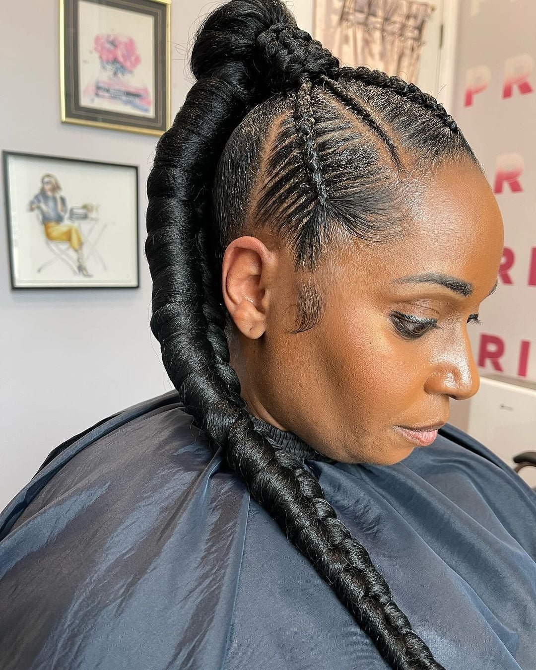 Black Braided Ponytail with Cornrows — Classy Braiding Hair