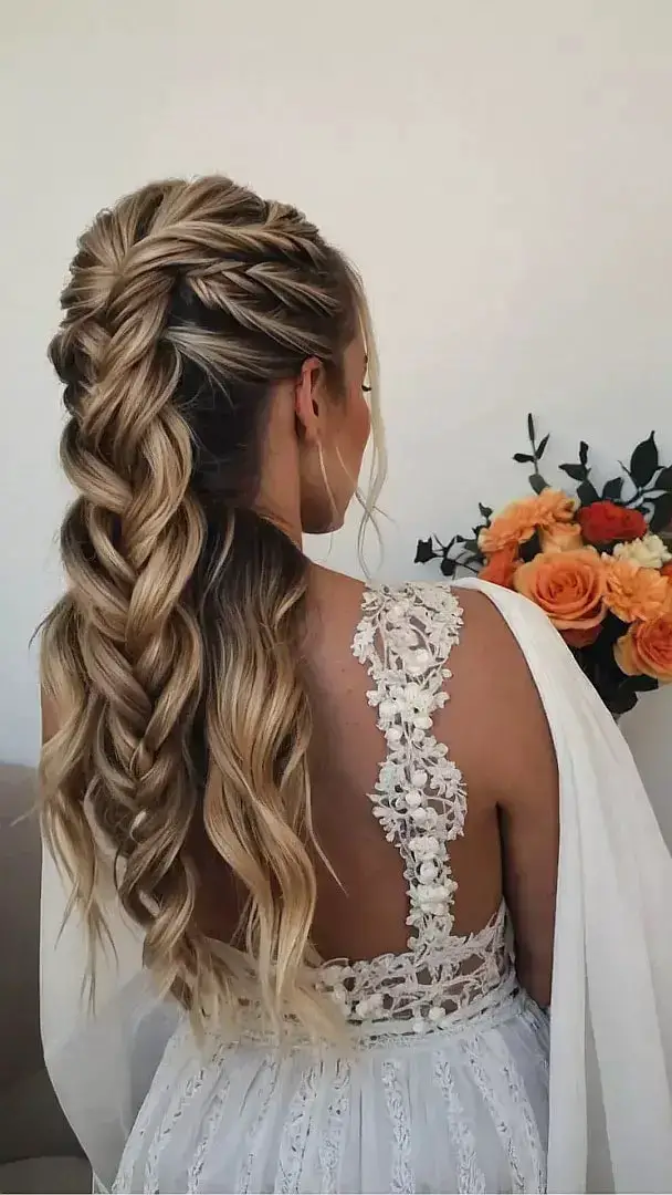 Side-Swept Blonde Fishtail Braid Ponytail — Classy Braiding Hair