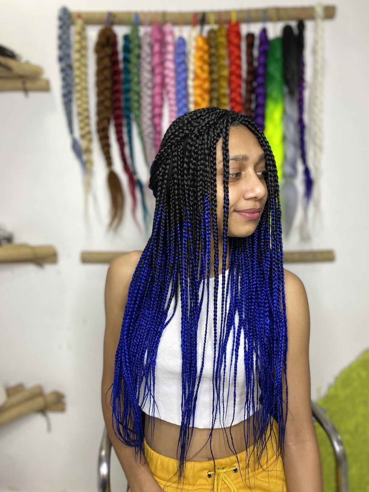 Box Braids With Electric Blue Ends — Classy Braids Wig