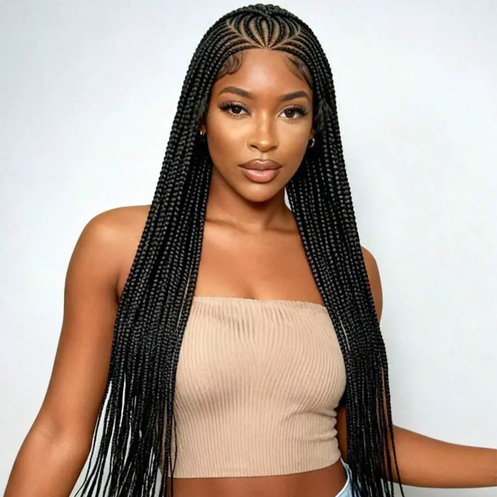 Intricate Cornrow Braids Mid-Back — Classy Braids Wig