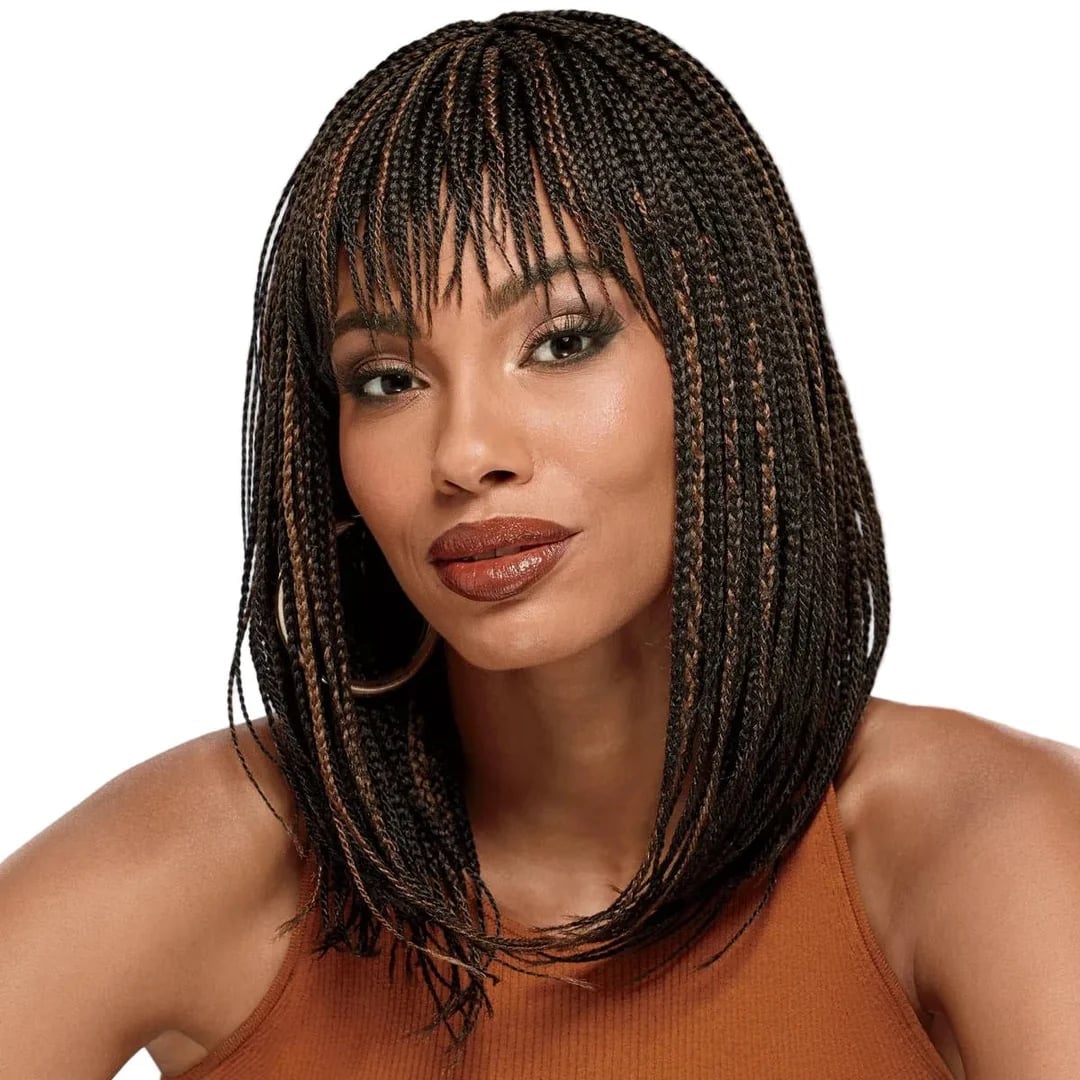 Bob With Blunt Bangs Box Braids — Classy Braids Wig