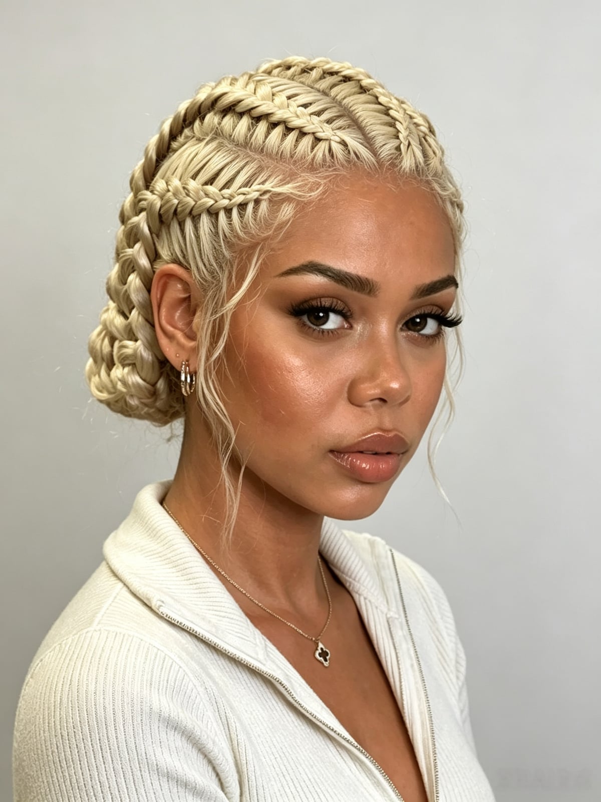 Platinum Blonde Cornrow Updo — Classy Braids Wig