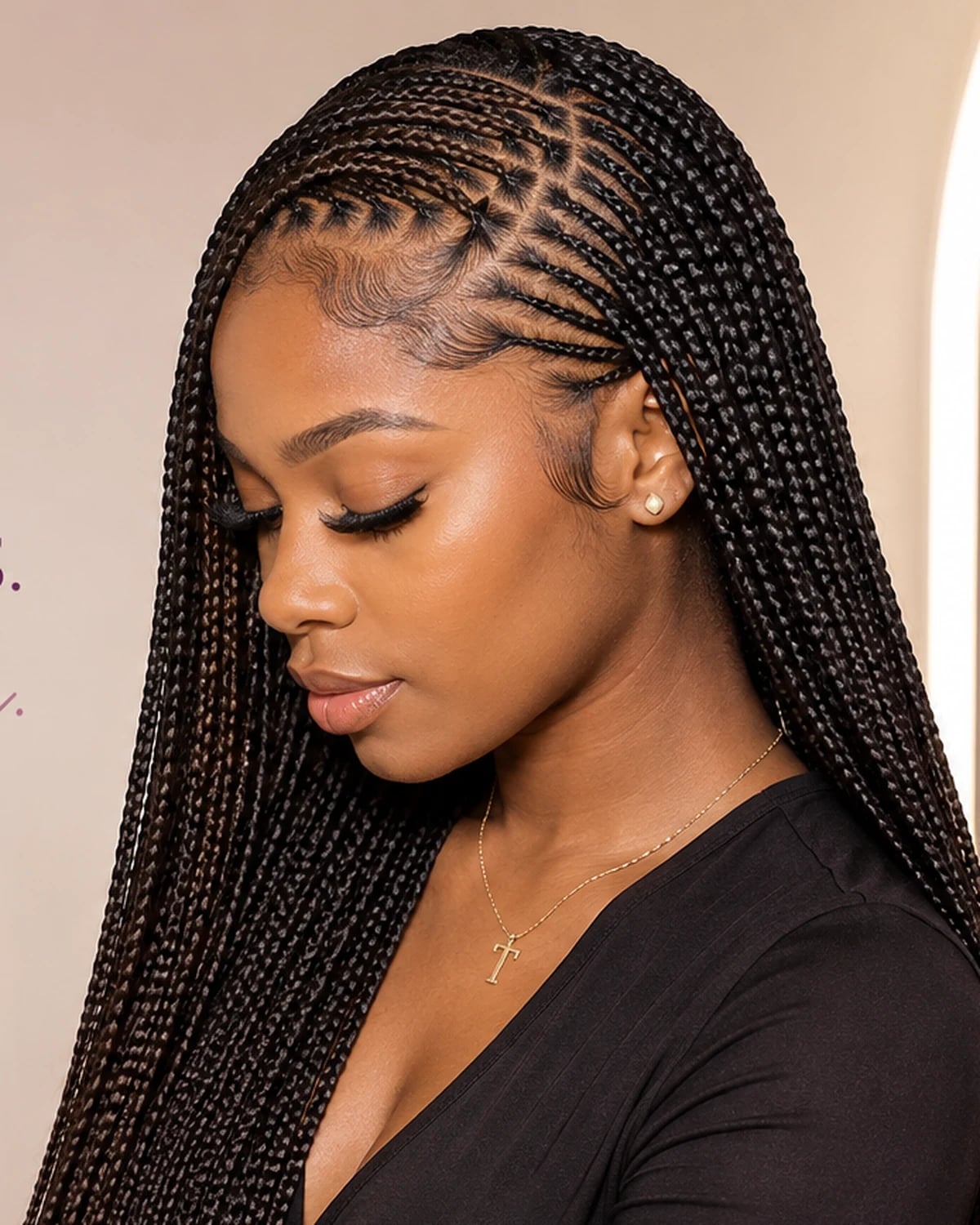 Micro Braids Black With Brown Highlights — Classy Braids Wig