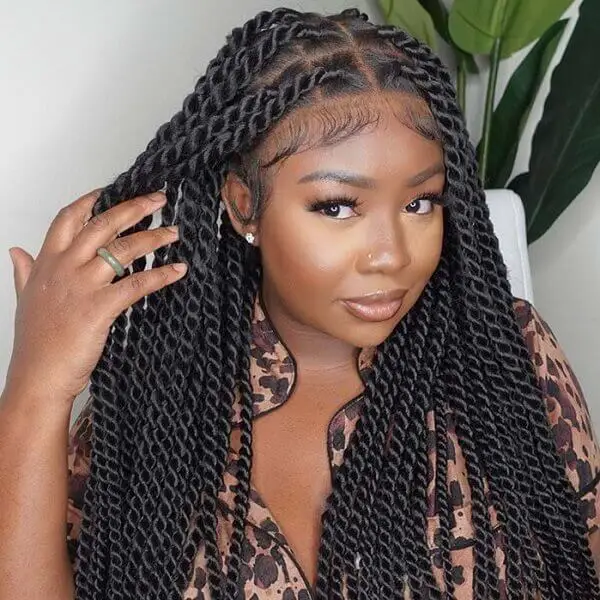 Wavy Thick Box Braids Mid-Back — Classy Braids Wig