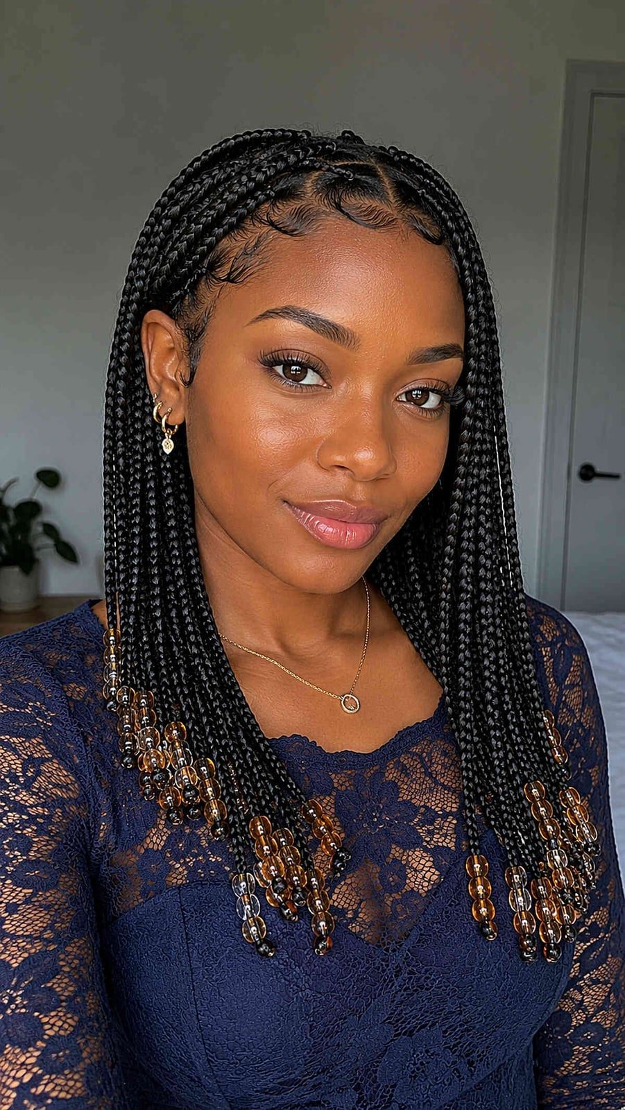 Black Box Braids With Amber Beads — Classy Braids Wig