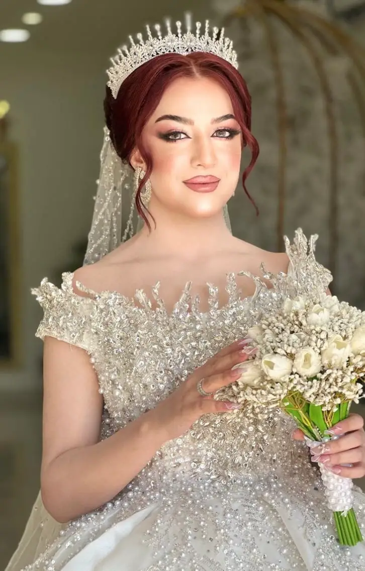 Dark Red Pulled Back Updo With Tiara Dark Red Pulled Back Updo With Tiara — Classy Bridal Hairstyles