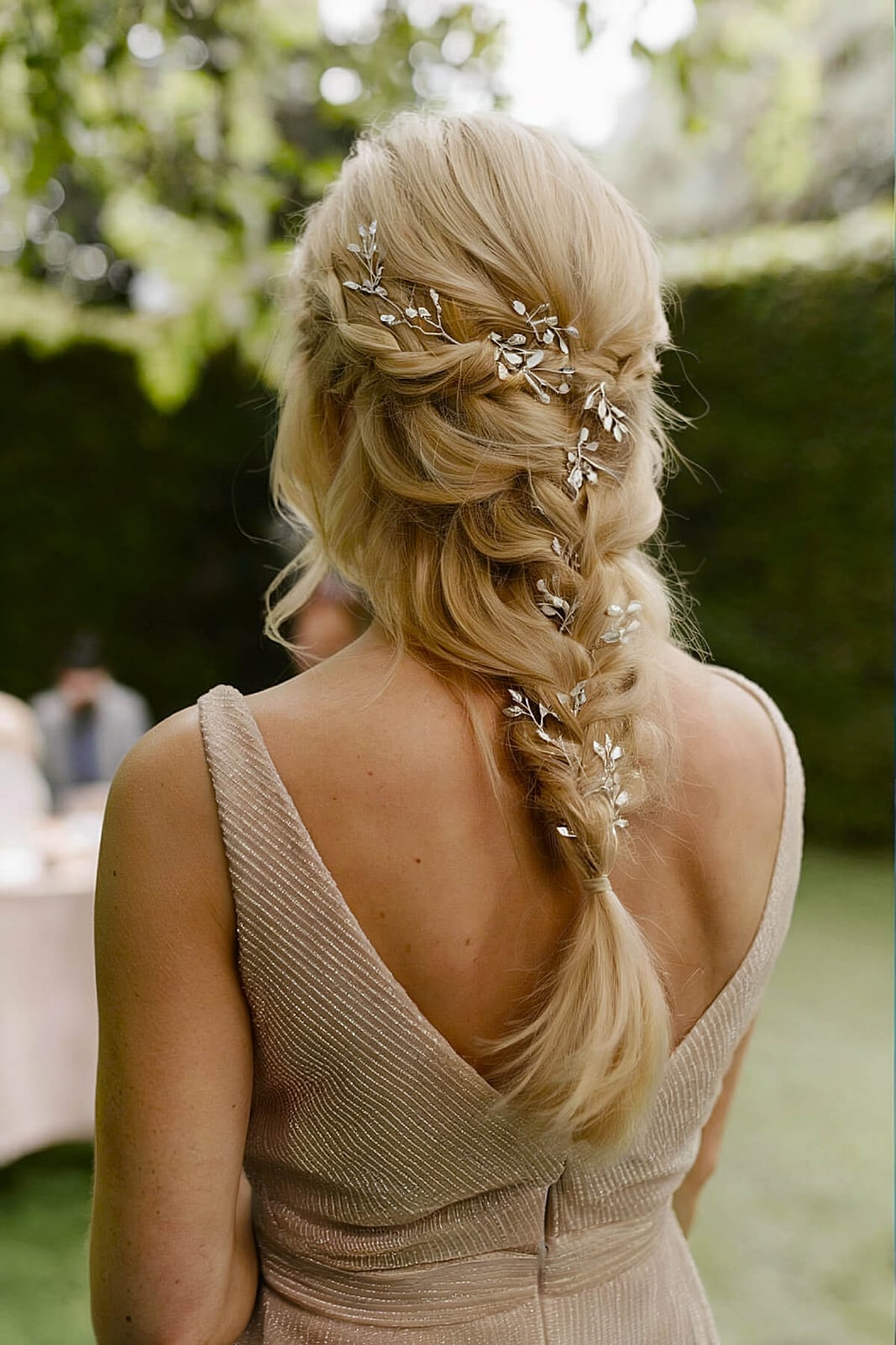 Blonde Braided Style With Leaf Accessories Blonde Braided Style With Leaf Accessories — Classy Bridal Hairstyles