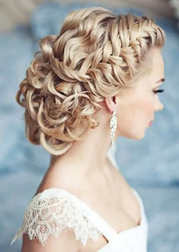 Ash Blonde Braided Crown With Curls Ash Blonde Braided Crown With Curls — Classy Bridal Hairstyles