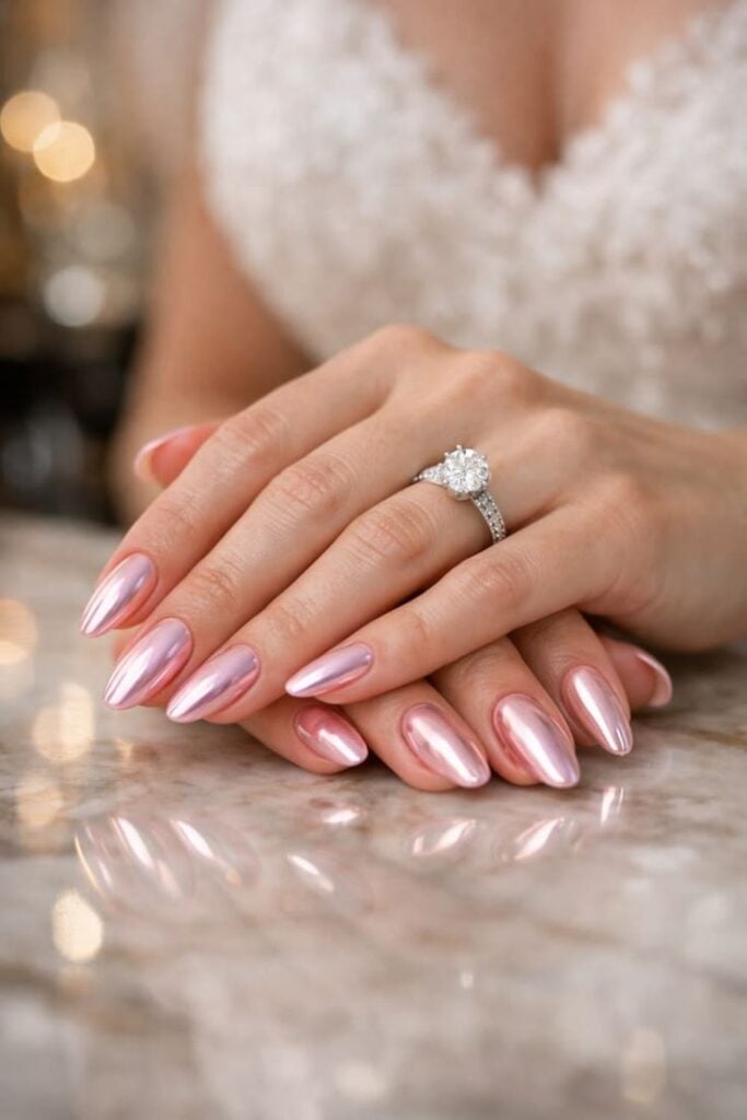 25 Bridal Chrome Nails That Look Luxurious - Veil and Crown