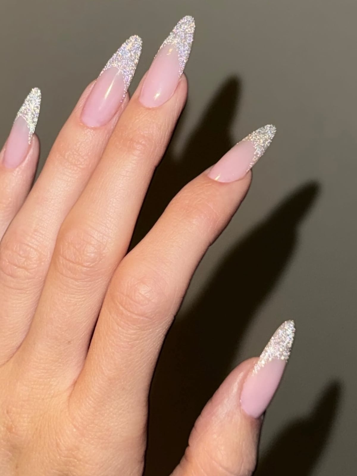 Long Stiletto Glitter French Tips Long Stiletto Glitter French Tips — Classy Bride Nail